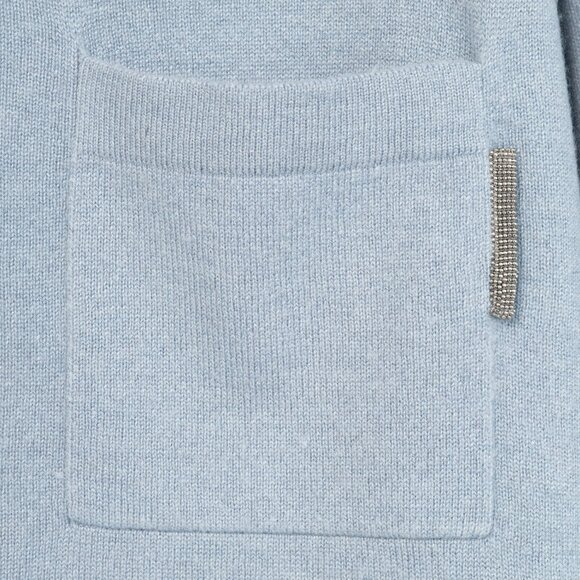 Brunello Cucinelli Blue Cashmere Monili-Pocket Sweater - Picture 6 of 9